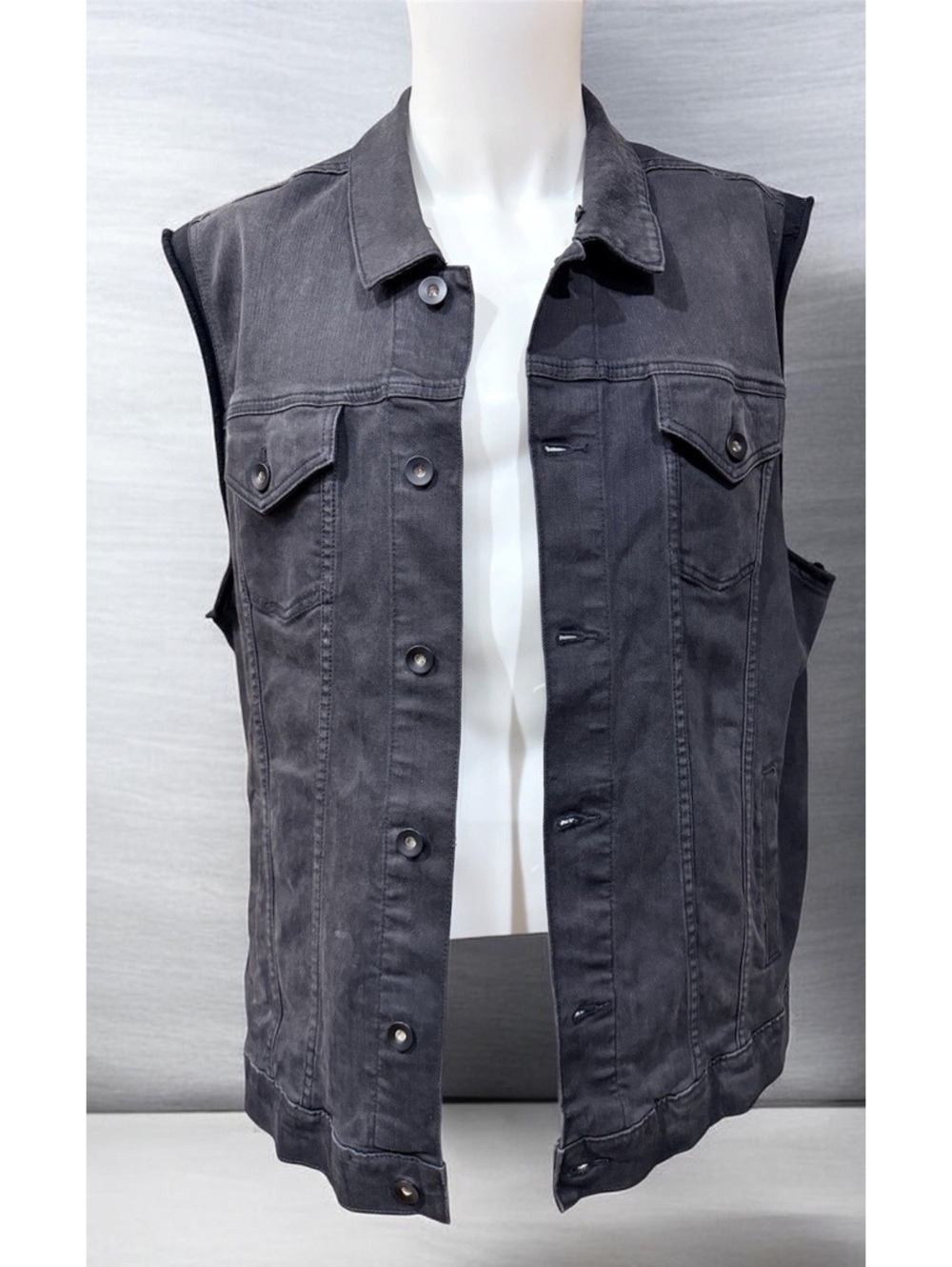 Woman’s Hook's Crew Never Land Black Back Denim Vest Sz 2X